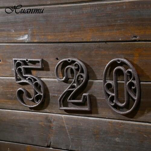 Retro Number Digital Letter Cast Iron Three-Dimensional Hollow Out Numbers Wall Decorations Cafe Bar Restaurant DIY House Number