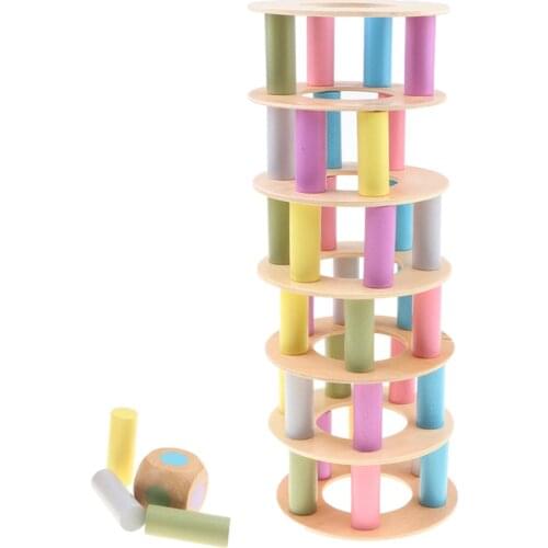 Wooden Building Blocks Stacking Tower Game Imagination Eye-hand Coordination Educational Toys Gift for Baby Children Kids