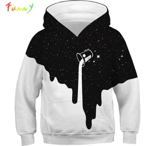 Children Sweatshirt 3D Print Spilled Milk Toddler Hoodies Boys Girls Space Galaxy Hooded Coat Unisex Long Sleeve Pullovers