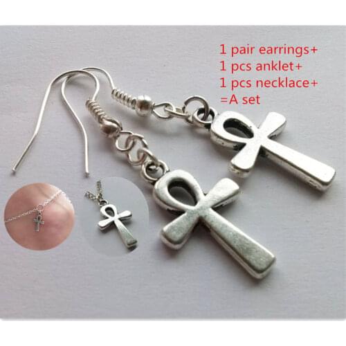 Cross Pendant Necklace Anklet Set Punk Rock Mens Necklace Accessories Jewellery