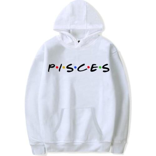 Fashion Constellation Letter Printed Hoodies Men/Women Casual Plus Size Streetwear Hooded PISCES Print Sweatshirt Men Hoodies