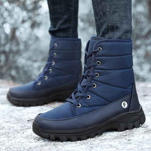 Men Women High Top Waterproof Terkking Snow Boots Unisex Plush Warm Outdoor Climbing Sneakers Non Slip Winter Hiking Shoes