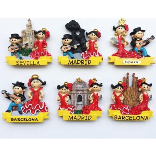 New Flamenco dance in Barcelona, Spain, Serbia 3D Fridge Magnet Travel Souvenir Refrigerator Magnetic Stickers Home Decor