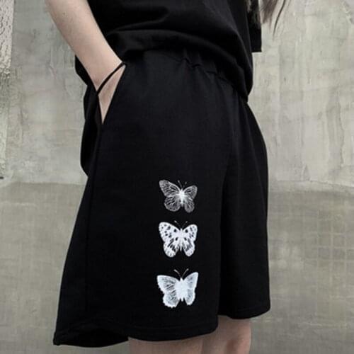 Solid Wide-leg Knee-length Harajuku Simple Women Summer Print Shorts Trendy All-match Students Chic Shorts Plus Size Casual Ins