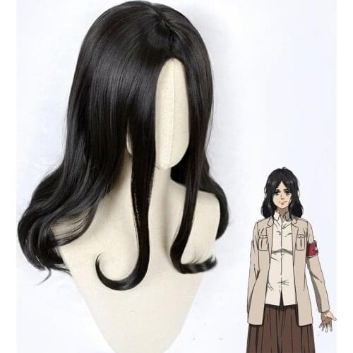 The Final Season Pieck Finger Black Wig Cosplay Costume Attack On Titan Heat Resistant Synthetic Hair Women Carnival Party Wigs