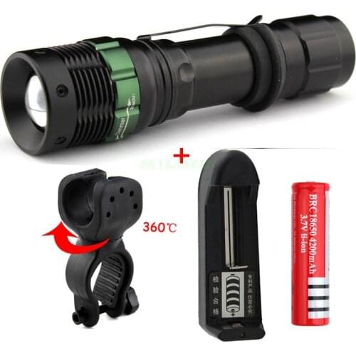 Professional Cycling Bike Bicycle light 3000 Lumens lanterna Zoomable LED Flashlight With Battery Holder Charger
