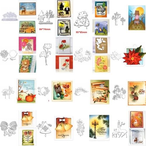 Mixed Plants Flowers Trees Fence Holly Wreath Metal Cutting Dies For Craft Paper Cards DIY Making Template Hot Sale 18