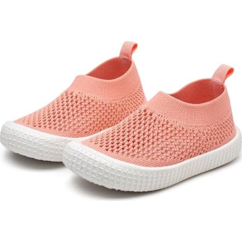 Girls baby mesh socks sneakers kids shoes breathable children boys low-top biscuit shoes solid color flying woven casual shoes