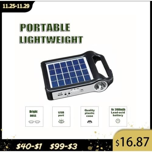 6V Solar Panel Power USB Charger Storage Generator Home System Kit Rechargeable 9W 2400mAh Portable ABS Solar Generator System