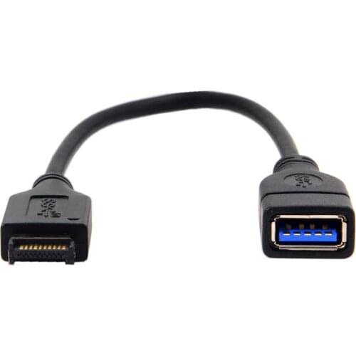 Jimier USB 3.0 Type-A Female to USB 3.1 Front Panel Header Extension Cable 20cm