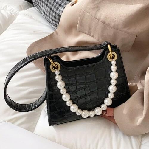 Vintage Hobos Bags Animal Prints Leather Mini Shoulder Bags For Women 2021 Leather Luxury Handbag And Purse Retro With Pearl