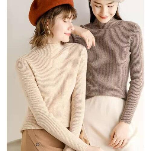 Knitted Sweater Women 2020 Half Turtleneck Autumn Winter Woman Sweaters Korean Long Sleeve Pullover Ladies Jumper Soft Tight