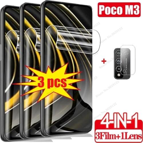 Screen Protector Poco M3 Not Glass Protective Film For Xiaomi Little poco m3/x3 C3 Soft Hydrogel Film Poko-x3-nfc Camera Film