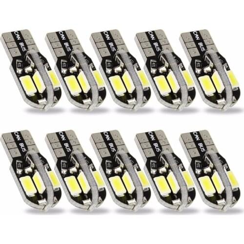 10 Veilleuses LED T10 ampoules 8 smd 5730 Canbus 5W BLANC ANTI ERREUR Lampe XenonWhite