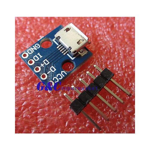 10pcs Female MICRO USB to DIP 5-Pin Pinboard 2.54mm micro USB type