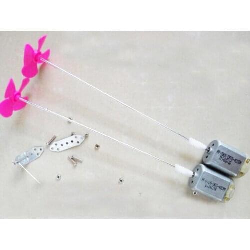 2sets/lot Double Motors RC Boat motor Drive Set 280 Motor+15CM Shaft+4-Blades Propellers Kit For DIY Model Ship