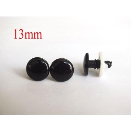 200pcs Flat BLACK Safety Eyes black flat toy eyes with washer for diy animal--13mm