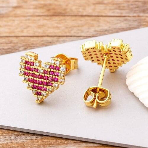 2021 New Arrival 9 Styles Charm Heart Stud Earrings AAA Cubic Zirconia Luxury Crystal Earrings Jewelry Best Wedding Party Gift