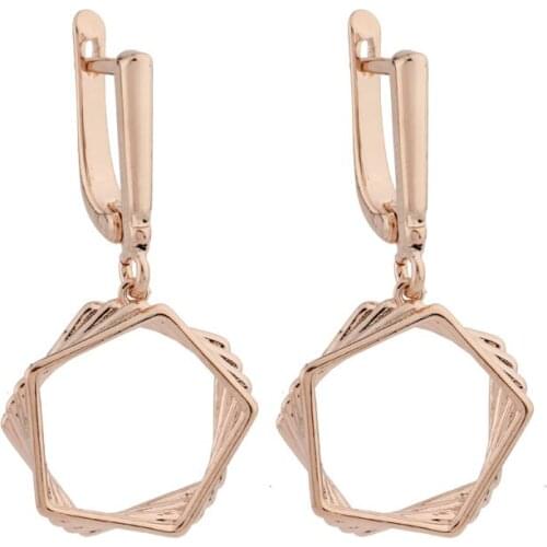 2021 Trend New Earrings Geometric Shape Design Unusual Earrings 585 Rose Gold Wedding Unique Fashion Jewelry Free Shipping