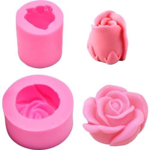 3D Rose Flower Candle Molds Craft Art Silicone Mold for Fondant Making Beeswax Handmade Soap Lotion Bar Crayon Wax Plaster