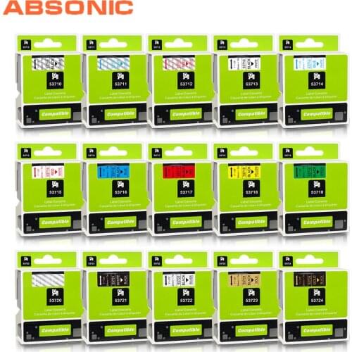 Absonic Mixed Color 24mm Label Maker Compatible DYMO 53710 53713 53715 53716 53717 53718 53719 Label Tape LabelWriter 450 Duo