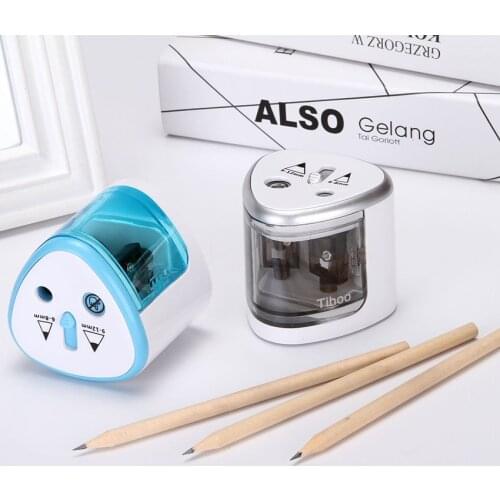 Double Holes Automatic Electric Pencil Sharpener for Painting/ Woodworking Pencil Plastic Sharpener for Home/School/Office