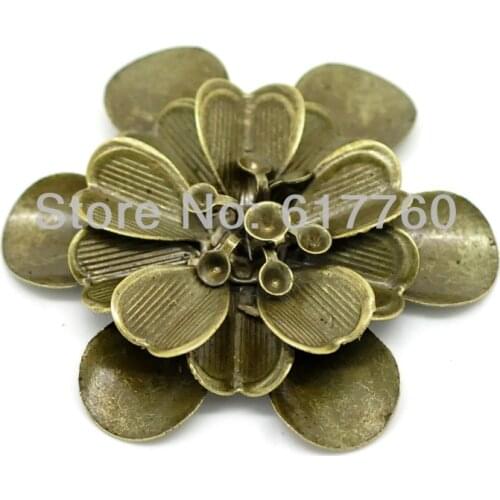 Free shipping-10Pcs Antique Bronze Filigree Flower Connectors Embellishments DIY Jewelry Findings Connectors 4.6x4.1cm J0631