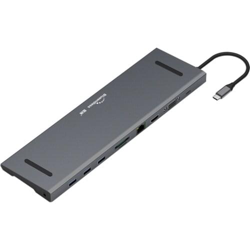 Blueendless Multi USB 3.0 RJ45 VGA Adapter to Splitter 3 Port USB C Type C for MacBook Pro Accessories HUB with SD/TF Card Slot