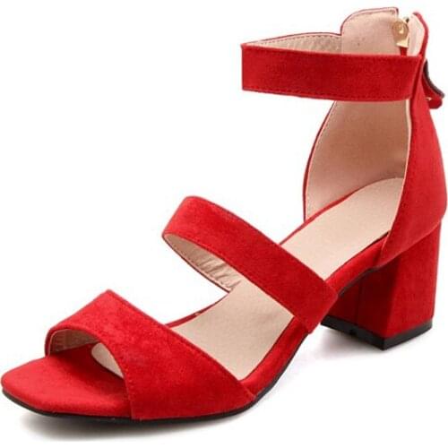 Big Size11 12 13 high heels sandals women shoes woman summer ladies Fish mouth open toe square head back zipper thick heel