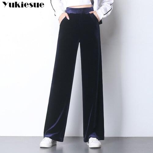 Wide Leg Pants for women Casual Loose velvet Pants with high waist Plus Size Womens Pants Winter Korean female Trousers