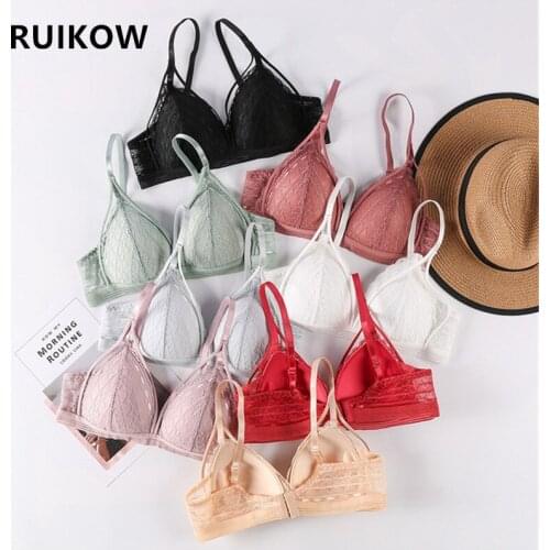 One Piece 8-Color Seamless Women Lace Sexy Bras Ultra Thin Triangle Cups Push Up Tobe Tops Underwear Backless Female Intimates
