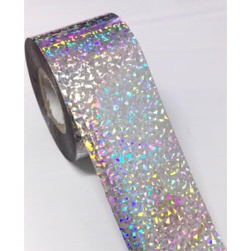 1Roll 120M*4CM Holographic Nail Transfer Foils Laser Silver Cats Eye Nail Art Stickers Manicure Water Transfer Foils JH12