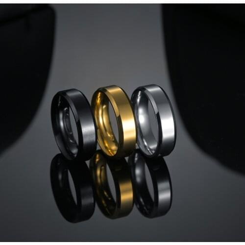 GANXIN 6MM Stainless Steel Rings for Men Simple Fashion Glossy Ring Punk Males Hip Hop Prom Jewellery High Quality Wedding Bands