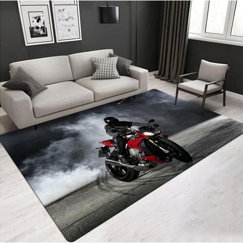 Living Room Rugs And Carpet In 3D Motorcycle Bike Floor Mats Nordic Bedroom Entrance Hall Decoration Boy Room Rug Soft Anti-Slip