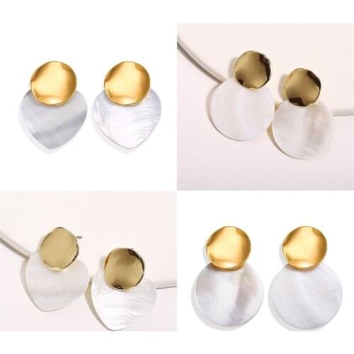 50330a1 creative simple acrylic Earrings temperament Peach Heart Round Earrings