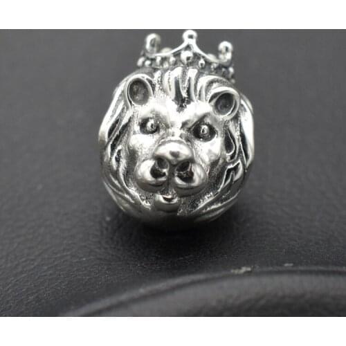 Forest King Lion Head Shape Of 925 Silver Beads Europe And The United States Natural Wind Silver Ornaments Accessories