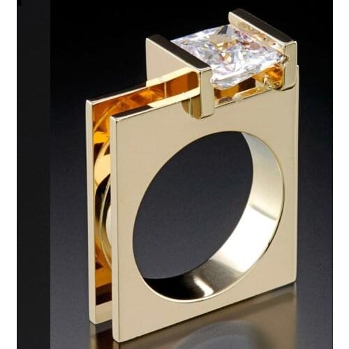 MENGYI Stylish Gold Color Geometric Irregular Ring for Women Cubic Zirconia Inlaid Modern Hippie Finger Rings Party Jewelry