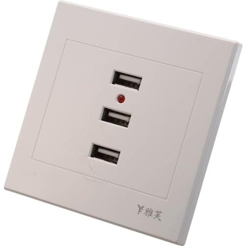 Wall Charger Socket Adapter 3 Port USB 10A Power Outlet Plate Panel Safety Electrical Sockets 110~250V
