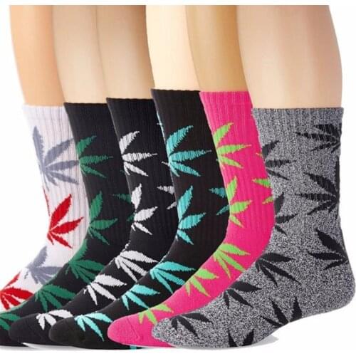 New Adult Women Men Couple Socks 40 Colors Cotton Socks Weed Printing Fashion Maple Leaf Socks Autumn Winter Warm Sox