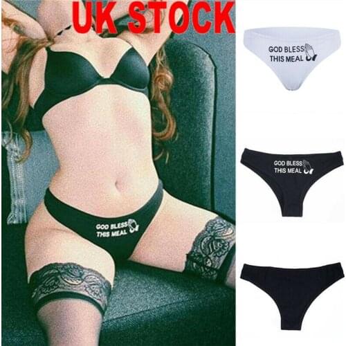 New Fashion Underpants Cotton Panties Knickers trendy Women God Bless This Meal Letter Print Lingerie Briefs Thongs Underwear