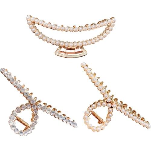 New Women Pearl Hair Claw Elegant Luxury Stylish Hair Grip Clamp Big Metal Hair Claws Fashion Hair Accessories Female Headwear