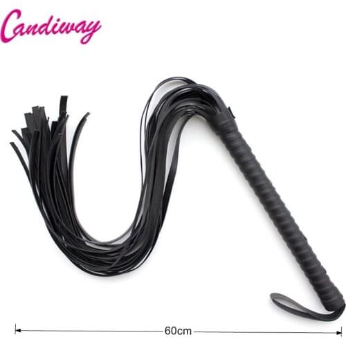 Candiway Sexy Hand-Knitted Black Tassel Leather Bedding Spanking Whip With 7 Metal Nails Flirting Accessories For Him or Her