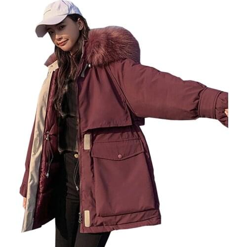 Long sleeve Coat Winter Jackets long heavy hair brought down jacket winter with thick coats hooded winter jacket 8601