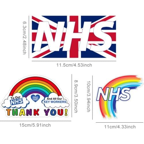 Rainbow Car Sticker NHS Key Workers Thank You Rainbow Car Window Sticker Self-Adhesive Sticker for Home Shop Car Window