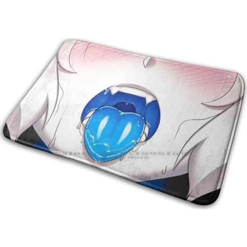 Blue Tongue Mat Rug Carpet Anti-Slip Bedroom Entrance Door Mat Blue Tongue Ahego Anime Hentai Drool Mouth Pixel Cakecatboy