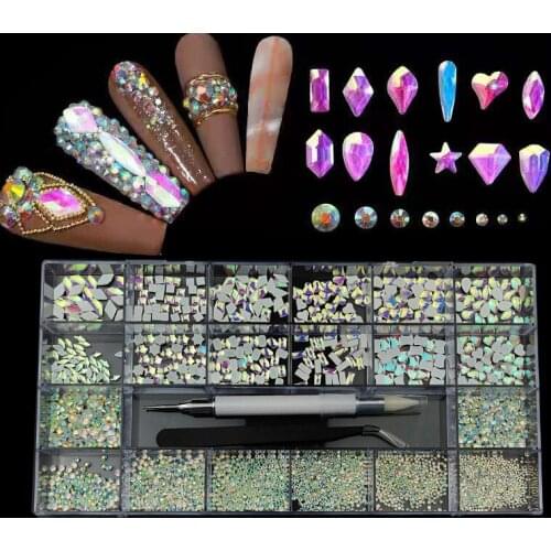 Swarovsky Super Glitter Rhinestones Crystal Clear Non HotFix FlatBack Glass Nail Art Rhinestones Shiny Nail drill