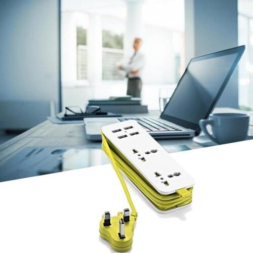 Power Strip with 4 Ports Usb Charging Station Outlets Us Eu Uk Plug 1.5M Extension Cord Portable Electric Power Strip
