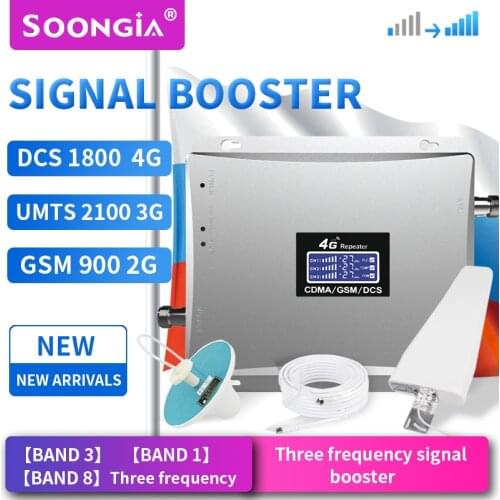 SOONGIA 2g 3g 4g Cellular Signal Booster GSM 900 1800 2100 GSM WCDMA UMTS LTE Cellular DCS Repeater 900/1800/2100mhz Amplifier