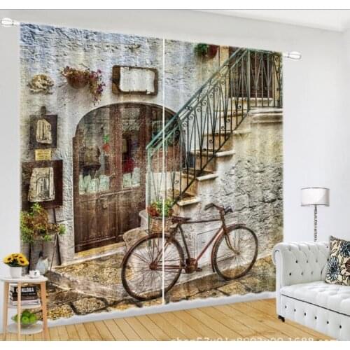 Dilapidated courtyard Curtain luxury Blackout 3D Window Living room office bedroom Cortinas Drapes Rideaux Customized pillowcase