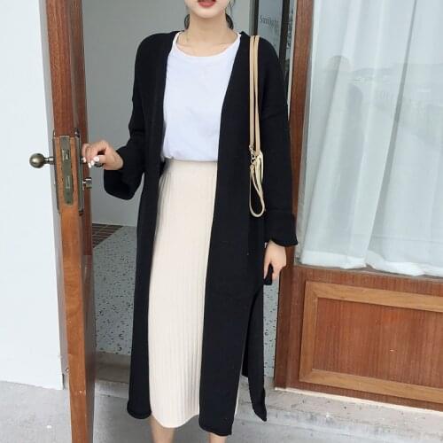 Genayooa Autumn Winter Knitted Women Cardigan Sweater Long Sleeve Casual Cardigan Coat With Belt Cardigan Femme Jumpers 2019